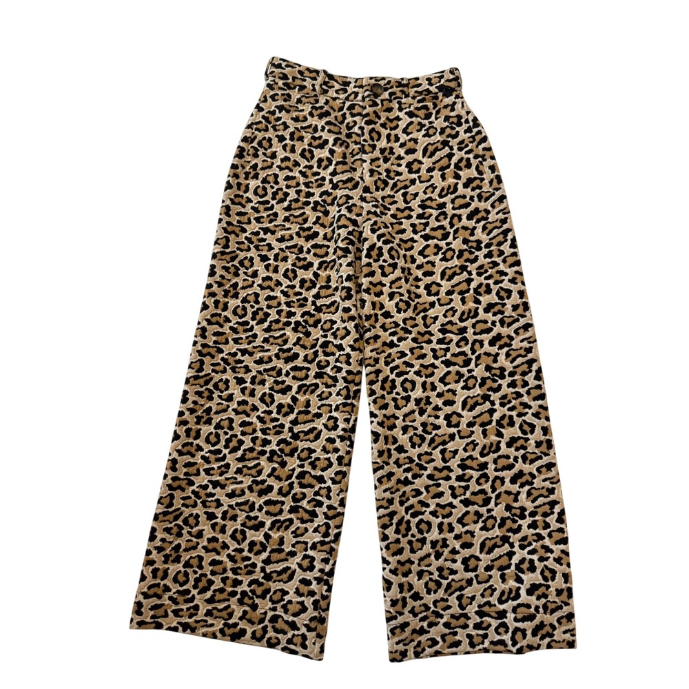 Maeve Anthropologie Leopard Print Wide Leg Pants High Rise Animal Print Size 27